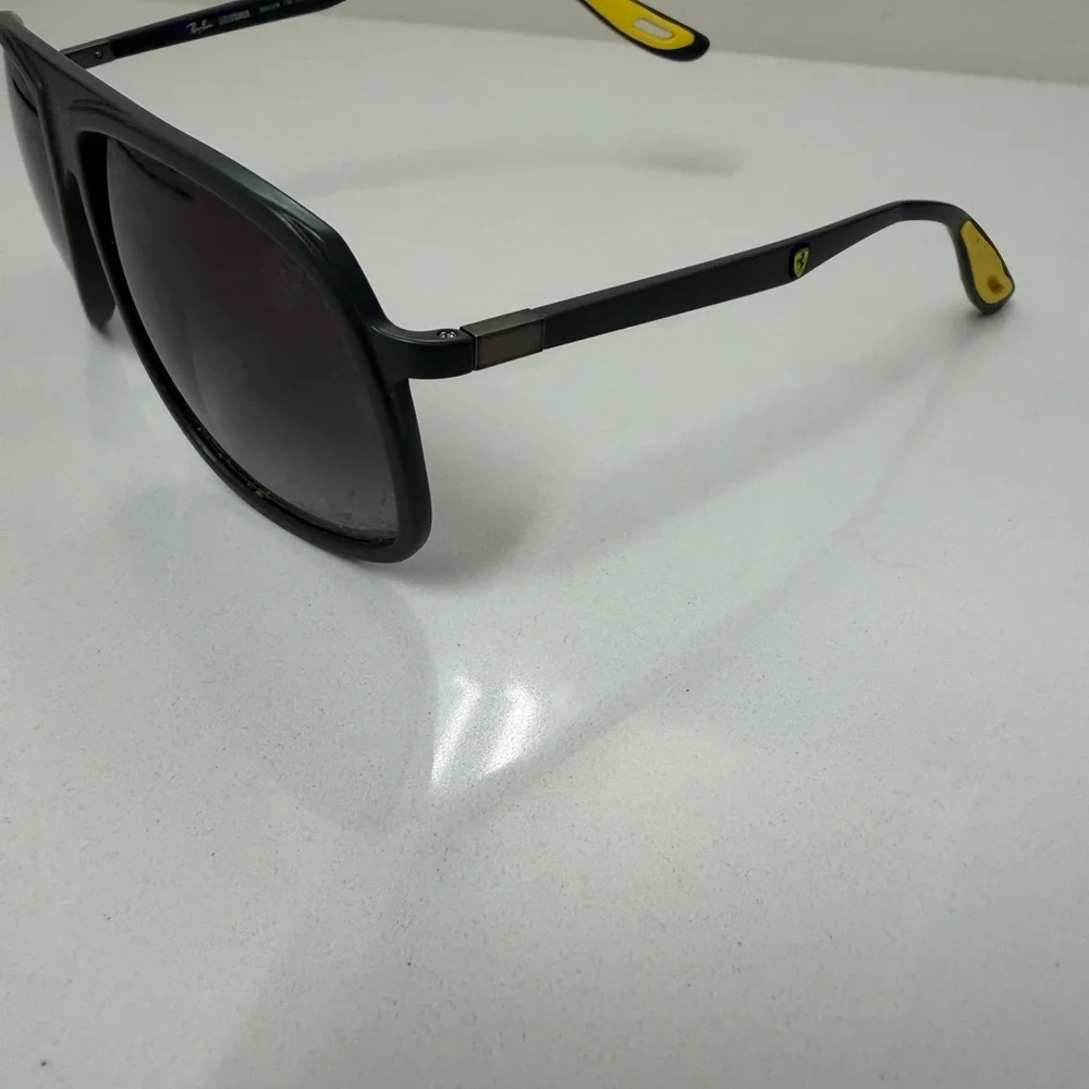 Ray-Ban x Ferrari Black Sunglasses Yellow Temple Tips Unisex